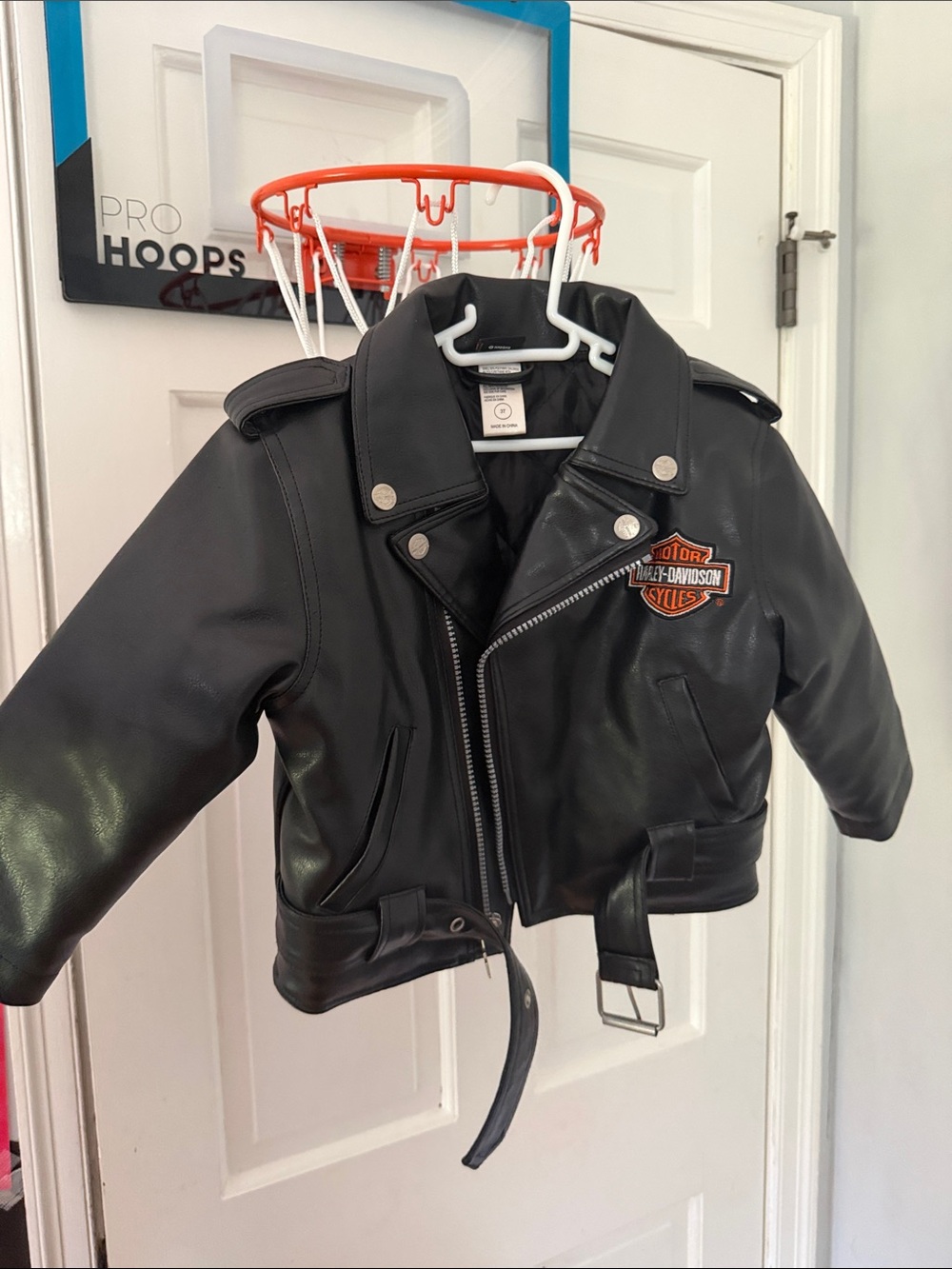 Harley-Davidson Black Jacket with Orange and White Motorcycle Graphic